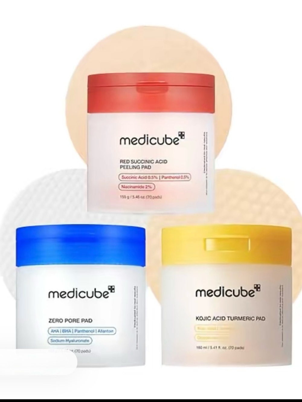 Medicube Skincare Peel & Pad Trio (Red, Blue, Yellow) set of 3